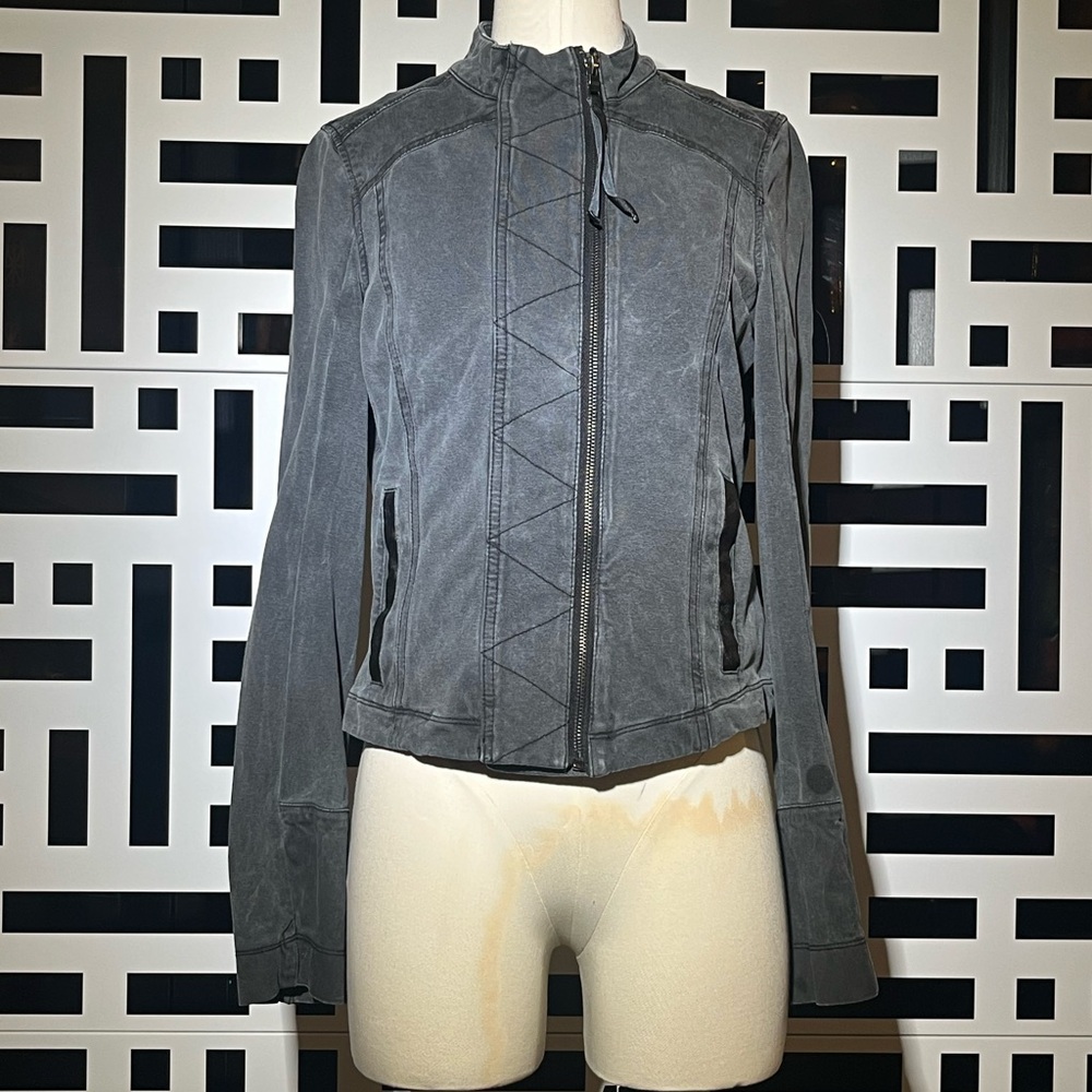 Black Bomber Jacket with Textured Finish and Stand-Up Collar